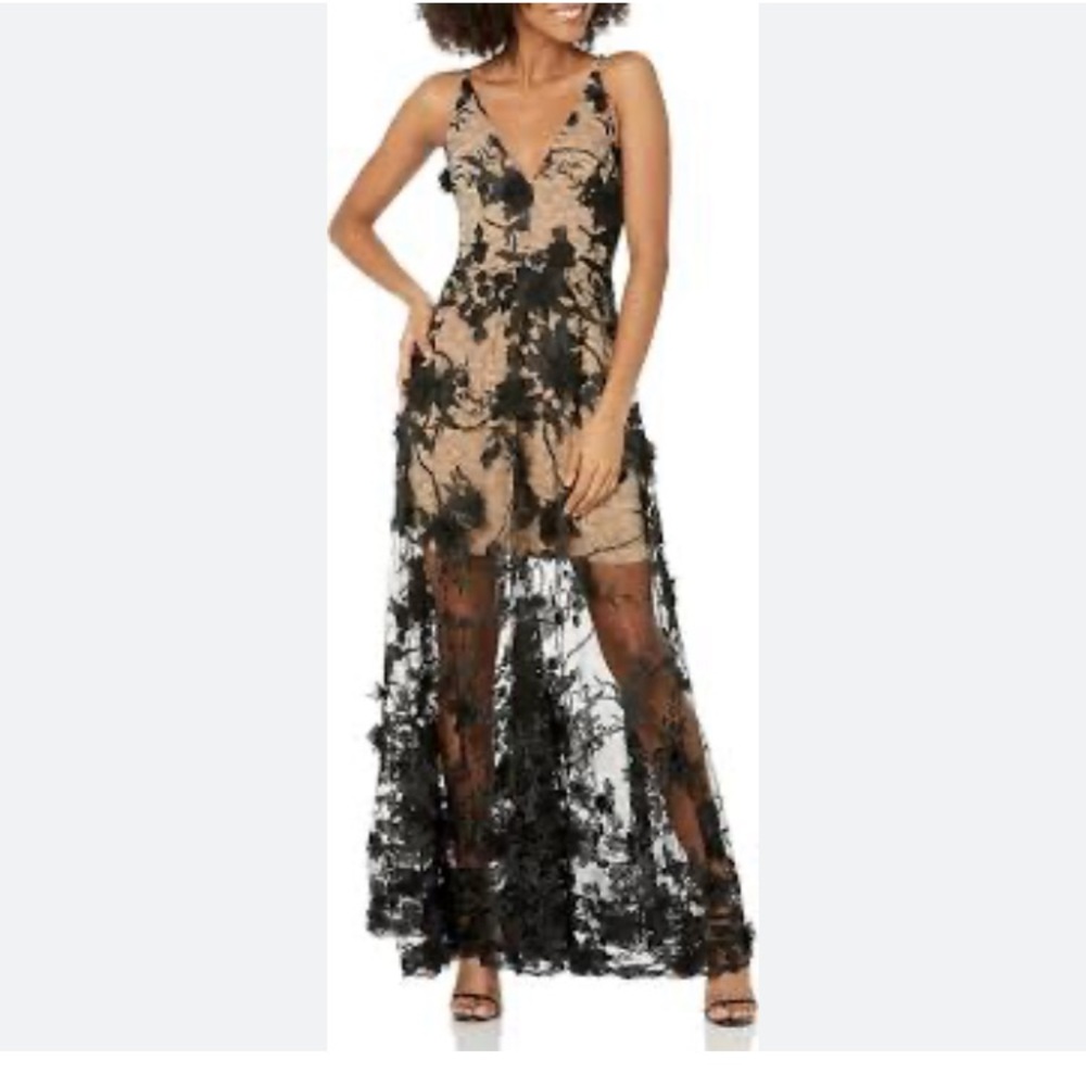 Dress the Population Black Floral Gown